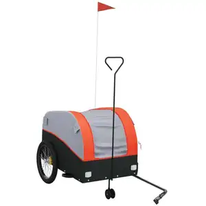 vidaXL Fahrradanhänger Schwarz und Orange 45 kg Eisen günstig