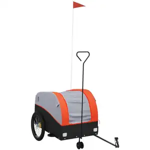 vidaXL Fahrradanhänger Schwarz und Orange 45 kg Eisen günstig
