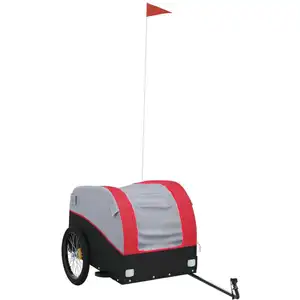 vidaXL Fahrradanhänger Schwarz und Rot 45 kg Eisen günstig