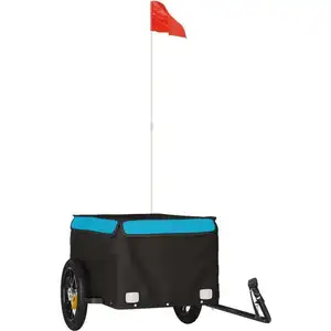 vidaXL Fahrradanhänger Schwarz und Blau 30 kg Eisen günstig