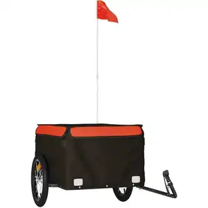vidaXL Fahrradanhänger Schwarz und Orange 45 kg Eisen günstig