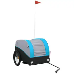 vidaXL Fahrradanhänger Schwarz und Blau 45 kg Eisen günstig