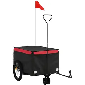 vidaXL Fahrradanhänger Schwarz und Rot 30 kg Eisen günstig