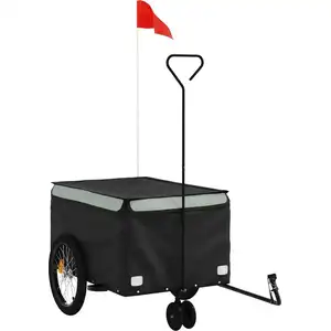 vidaXL Fahrradanhänger Schwarz und Grau 30 kg Eisen günstig
