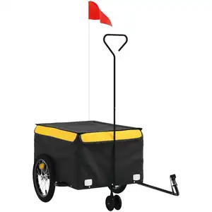 vidaXL Fahrradanhänger Schwarz und Gelb 45 kg Eisen günstig