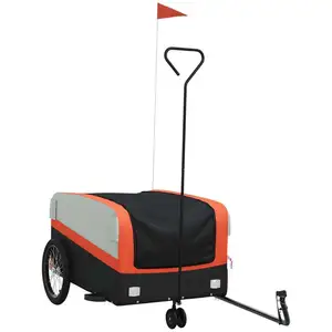 vidaXL Fahrradanhänger Schwarz und Orange 45 kg Eisen günstig