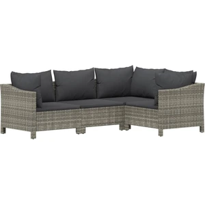 vidaXL 4-tlg. Garten-Lounge-Set mit Kissen Grau Poly Rattan günstig