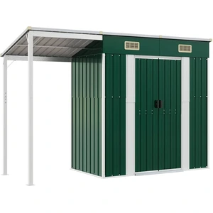 vidaXL Gartenhaus mit Schleppdach Grün 277x107x181 cm Stahl günstig