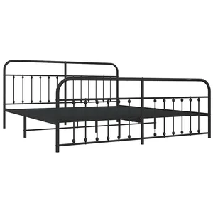 vidaXL Bett Bettgestell mit Kopf- und Fußteil Metall Schwarz 200x200 cm günstig