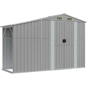 vidaXL Gerätehaus Grau 277x93x179 cm Verzinkter Stahl günstig