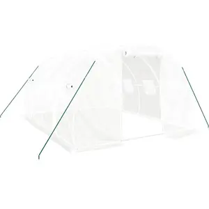 vidaXL Gewächshaus mit Stahlrahmen Weiß 12 m² 4x3x2 m günstig