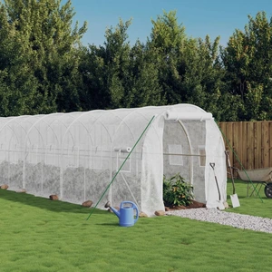 VIDAXL Gewächshaus mit Stahlrahmen Weiß 32 m² 16x2x2 m günstig