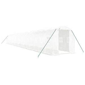 vidaXL Gewächshaus mit Stahlrahmen Weiß 36 m² 18x2x2 m günstig