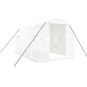 vidaXL Gewächshaus mit Stahlrahmen Weiß 8 m² 4x2x2 m günstig