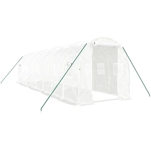 vidaXL Gewächshaus mit Stahlrahmen Weiß 16 m² 8x2x2 m günstig