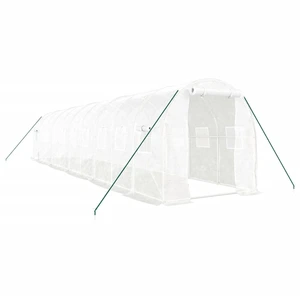 vidaXL Gewächshaus mit Stahlrahmen Weiß 20 m² 10x2x2 m günstig