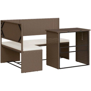 vidaXL Gartensofa in L-Form mit Tisch und Kissen Braun Poly Rattan günstig