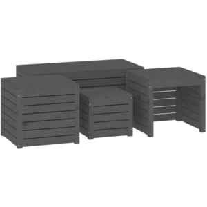 vidaXL 4-tlg. Gartenbox-Set Grau Massivholz Kiefer günstig