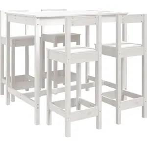 vidaXL 5-tlg. Gartenbar-Set Weiß Massivholz Kiefer günstig
