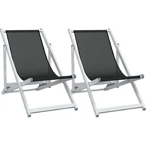 vidaXL Klappstühle, 2 Stück, schwarzes Aluminium und Textilene günstig