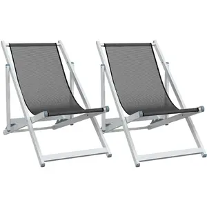 vidaXL Klappstühle, 2 Stück, graues Aluminium und Textilene günstig