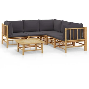 vidaXL 6-tlg. Garten-Lounge-Set mit Dunkelgrauen Kissen Bambus günstig
