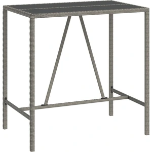 vidaXL Bartisch mit Glasplatte Grau 110x70x110 cm Poly Rattan günstig
