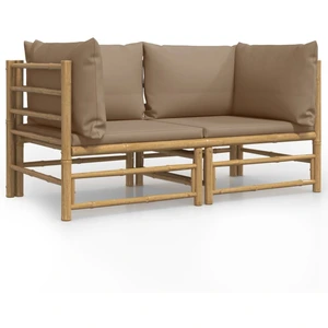 vidaXL Garten-Ecksofas mit Taupe Kissen 2 Stk. Bambus günstig