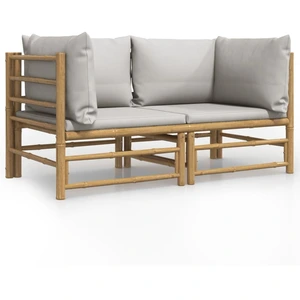 vidaXL Garten-Ecksofas mit Hellgrauen Kissen 2 Stk. Bambus günstig