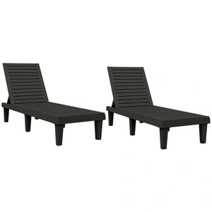 vidaXL Sonnenliegen 2 Stk. Schwarz 155x58x83 cm Polypropylen günstig