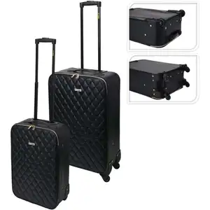 ProWorld 2-tlg. Koffer-Set Steppmuster Schwarz