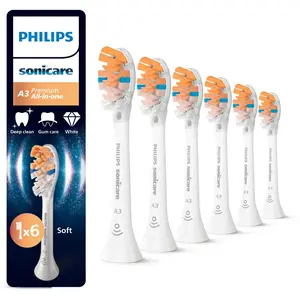 Philips Premium All-in-One HX9096/87 Bürstenköpfe (6er-Pack), 6 Stück(e), Weiß, 3 Monat( e), Weich, 62000 Bewegungen pro Minute, Philips günstig