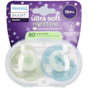 Philips AVENT Schnuller Ultra Soft Night Time ab 18 Monaten | Oliv/Blau 2 ct günstig
