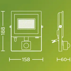 Philips LED-Außenstrahler Lois UE Sensor, 14 W, 5.000 K IP65