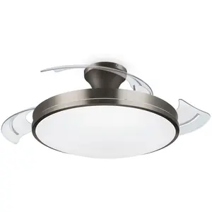 Philips Atlas Deckenventilator mit Beleuchtung, 35+28W, Nickel, Metall, Kunststoff, IP20, I, Schlafzimmer, Esszimmer, Küche, Wohnzimmer, Büro, 220-240 V günstig