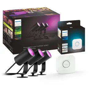 Philips Hue LED-Spot Lily, 3er-Set, Bridge, RGB, CCT, IP65