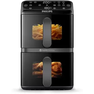 Philips Stacked Airfryer 4000 Serie Heißluftfritteuse, Schwarz/Grau, 1...