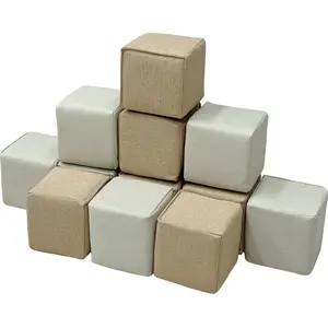 Sunny Dely Schaumstoff Bauklötze in Creme / Beige | Softplay Set 12?teilig | Foam Bausteine / Schaumstoffblöcke | Montessori Spielzeug für Kinder ab 6 Monaten