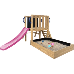 AXI Leah Mini Spielturm aus Holz in Braun mit lila Rutsche | Kleiner S...
