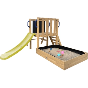 AXI Leah Mini Spielturm aus Holz in Braun mit hellgrüner Rutsche | Kle...