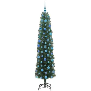 vidaXL, Weihnachtsbaum, Fritz (mit 300 LEDs und 120 blauen Kugeln) (180 cm)