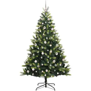 vidaXL, Weihnachtsbaum, Elia (mit LEDs und rosa Bällen) (210 cm)