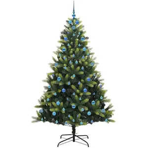 vidaXL, Weihnachtsbaum, Elia (mit LEDs und blauen Bällen) (210 cm)