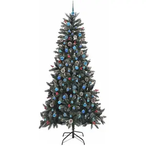 vidaXL, Weihnachtsbaum, Freya (mit LEDs und blauen Kugeln) (240 cm)