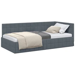 vidaXL Bett Eckbettgestell mit Kopfteil Dunkelgrau 90 cm x 190 cm Samt... günstig
