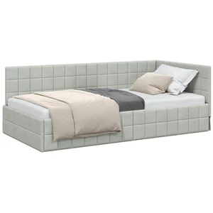 vidaXL Bett Eckbettgestell mit Kopfteil Hellgrau 100 cm x 200 cm Samt ... günstig