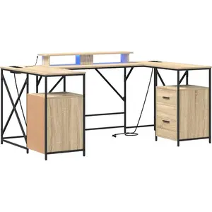 vidaXL Schreibtisch Sonoma-Eiche Holzwerkstoff 182 x 101 x 87,5 cm günstig