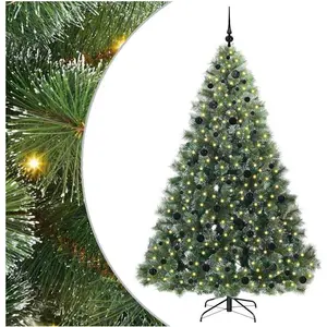 vidaXL, Weihnachtsbaum, Cleo (mit LEDs und schwarzen Bällen) (210 cm)