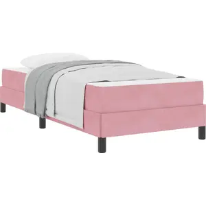 vidaXL Boxspringbett mit Matratze Rosa 100 x 220 cm Stoff günstig