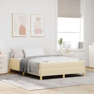 vidaXL Boxspringbett mit Matratze Creme 140 x 200 cm Stoff günstig